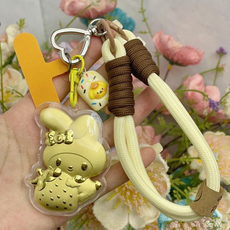Shuibei 999 Pure Gold My Melody Strawberry KT Pendant Keychain & Bag Charm Ornament