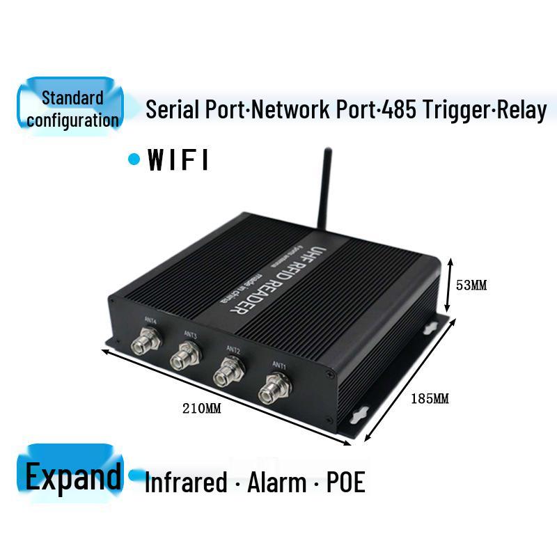 UHF RFID Reader/Writer with WiFi, 4-Channel Multi-Tag Passive RF Reader