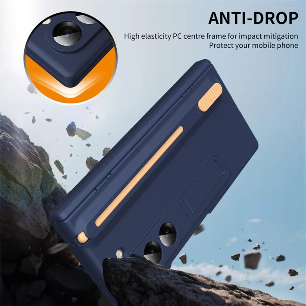 Original Hign Quality Hinge Case For Samsung Galaxy Z Fold 7 6 5 4 3 Touch Pen + Tempered Glass Film Protect Fold Kickstand Case