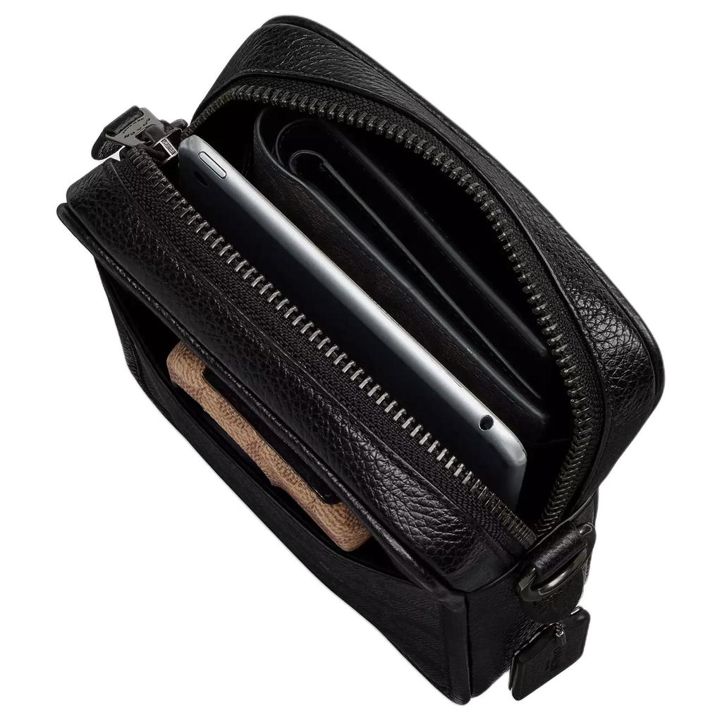 Coach Sullivan 16 Logo Print Patch Design Signature Coated Canvas Shoulder Crossbody Bag Small Men bags Black CAT79-QBA5F