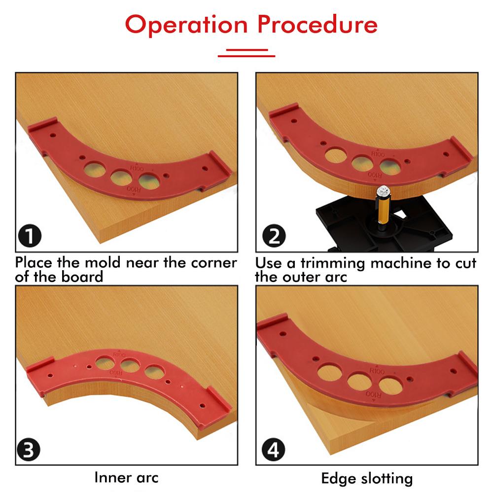Plastic R100-R300 Radius Jig Woodworking Router Templates Arc Angle Positioning Template Corner Radius Reusable Positioning Tool