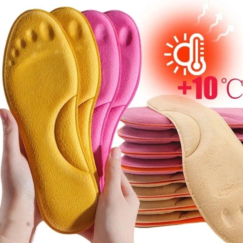 2pairs Winter Fur Self Heating Insoles Foot Thermal Thicken Insole Memory Foam Shoe Pads Warm Sports Shoes Inserts for Women Men