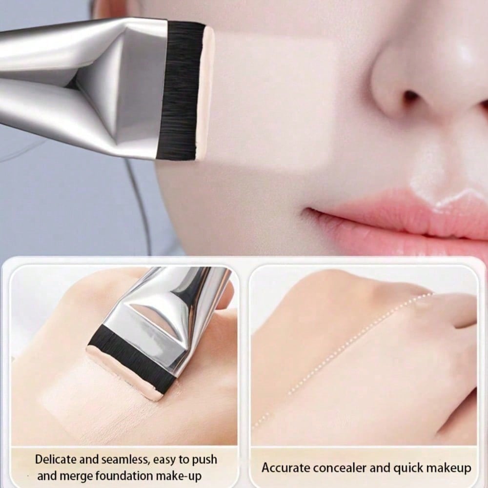1pcs Flat-Head Foundation Make-Up Brush, Lightweight, Seamless, And Powder-Absorbing, Suitable For Both Concealer And Facial Mask Makeup Brushing