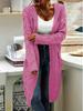 Women's Solid Color Loose Knit Cardigan - Chunky Mid-Length Cable Knit Sweater Coat