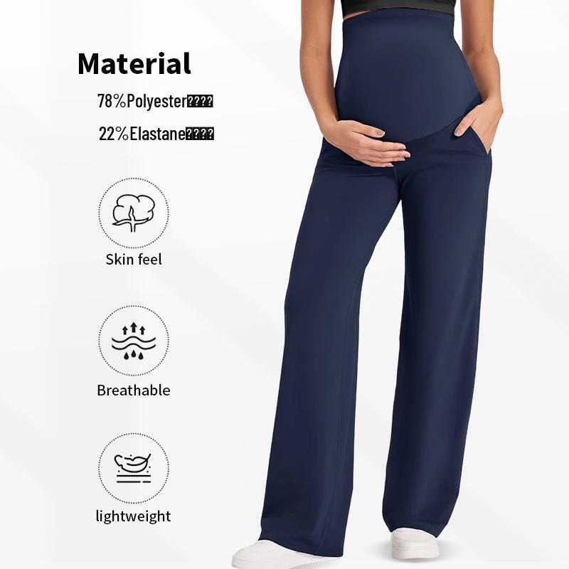 

Maternity Wide-Leg Yoga Pants: Belly-Supporting, High-Waisted, Non-Constricting, Casual Wear for Fall and Winter. S-298g, fits 120-135 lbs