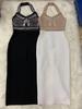 2022 Halter V-Neck Beaded Bandage Midi Dress - Slimming Evening Style