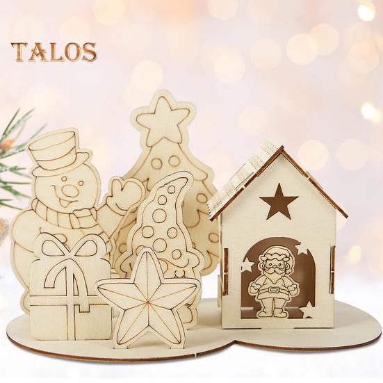 Kit de décoration de Noël en blocs de construction en bois pour maison de puzzle, décoration de bureau de Noël, bricolage éducatif pour enfants et adultes