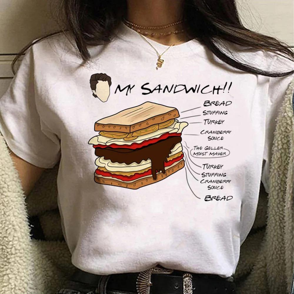 Friends Tv Chandler Bing Printed Tshirt Casual Round Neck Short Sleeved Fashionable Sleeved Trendy Womens Clothing Loose Short