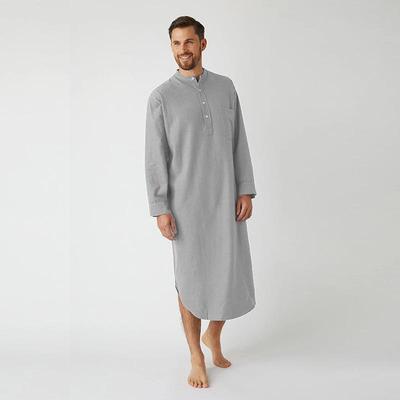Camicie Lunghe da Uomo Camicia Musulmana Tinta Unita Collo Alto Manica Lunga Ampia Vintage Casual Abbigliamento Uomo Streetwear Retro Vestaglie da Uomo