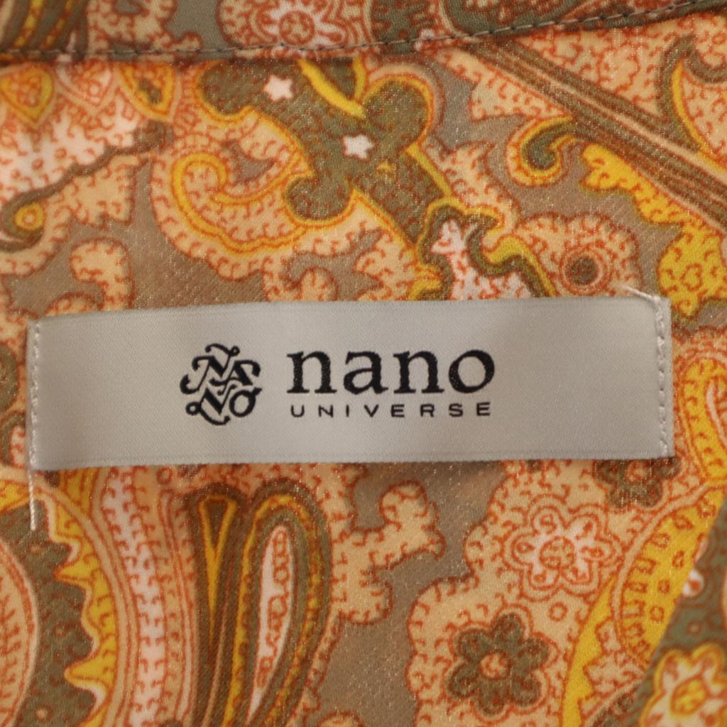 unused nano universe Paisley Pattern Long sleeve gown Shirt dress F Camel Women Used