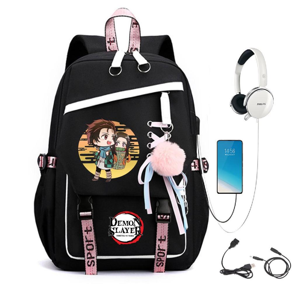 Peripheral Spine Backpack Strap Usb Multifunctional Student Schoolbag Animation Cartoon Children'S Backpack