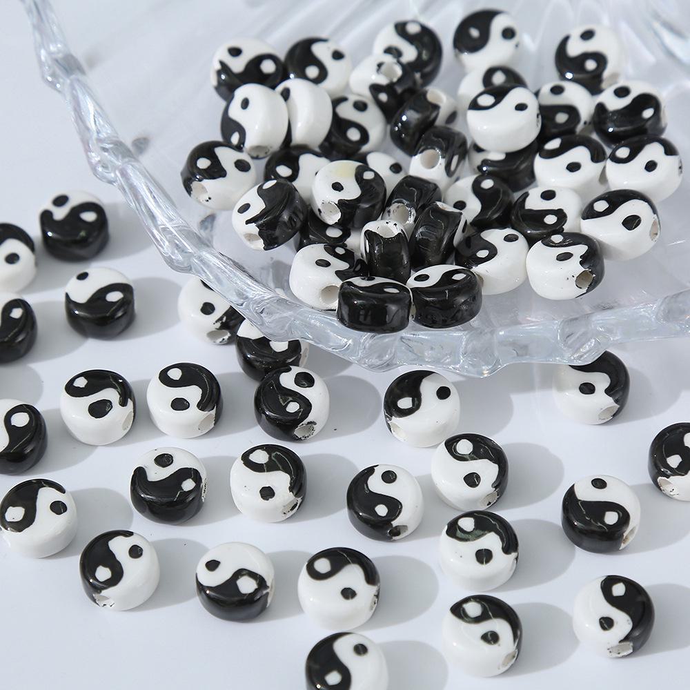 

Черные 3D керамические мультяшные бусины для самодельных украшений ручной работы Tai Chi (6×11mm)