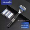 6-Layer Shaver Blade Manual Razor with Replaceable Blades No Skin Damage Blades Shaver Resistant Water Wash Shaver