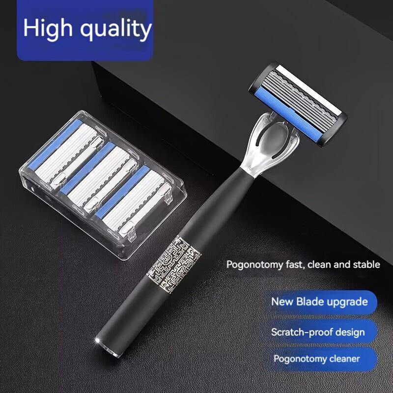 6-Layer Shaver Blade Manual Razor with Replaceable Blades No Skin Damage Blades Shaver Resistant Water Wash Shaver