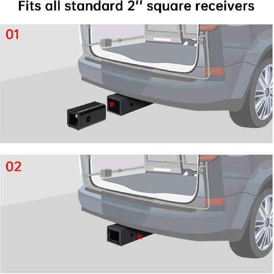 2 Inches To 1-1/4 Inches Hitch Receiver Adapter Ert Sleeve Mount Adapter,2" To 1-1/4" Trailer Hitch Adapter Receiver Converter For Bike Rack And