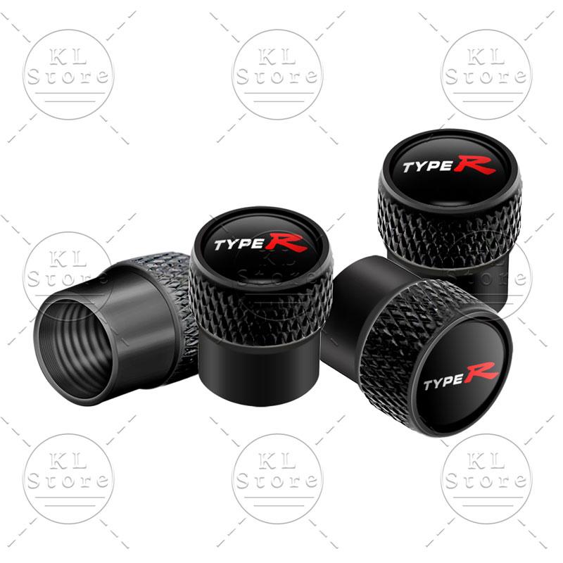 Car Decor 4Pcs Type R Typer Logo Car Wheel Tire Valve Caps Stem Caps Dust Proof Covers For Honda Odyssey Accord Civic CRV Jazz