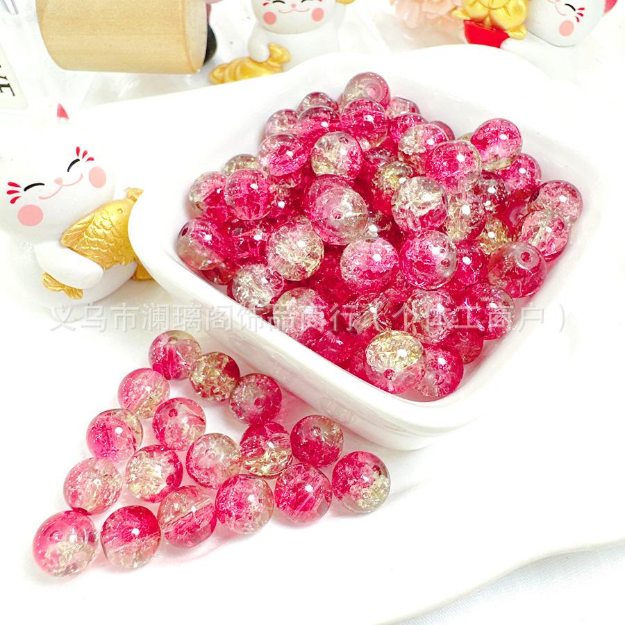 10mm Crackle Glass Round Beads, Loose Spacer Beads DIY Accessories for Bracelet Making 50pcs