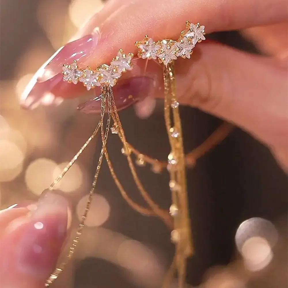 Fashion Gold Color Pearl Irregular for Women Korean Design Rhinestone Round Geometric Earring Trendy Party Girls Gifts Jewelry