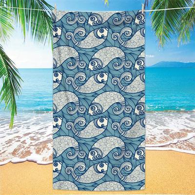 Fish Pattern Beach Towel, Super Absorbent Quick Drying Lightweight Soft Blanket for Swimming Outdoor Camping Travel Beach Essent