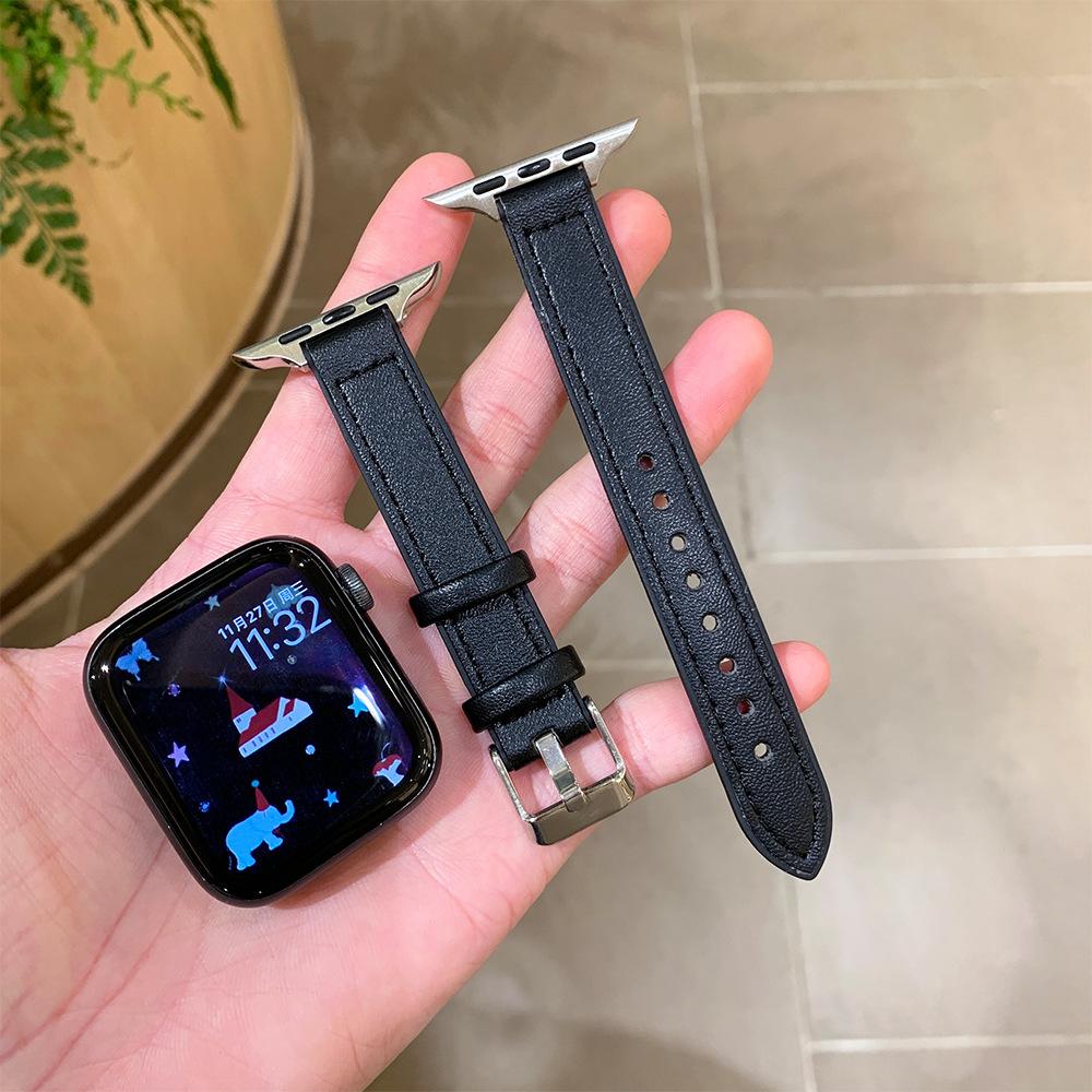 Suitable For Apple Applewatch10 Watch With Fine Silicone Sticker Leather Iwatch9876 Generation Se Strap For Women
