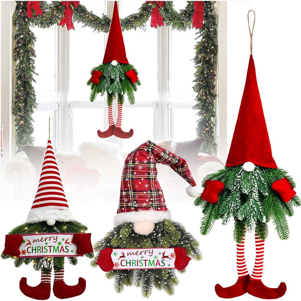 Branches Xmas Tree Ornament Christmas Swedish Gnomes Dangling Santa Claus Long Legs With Lights