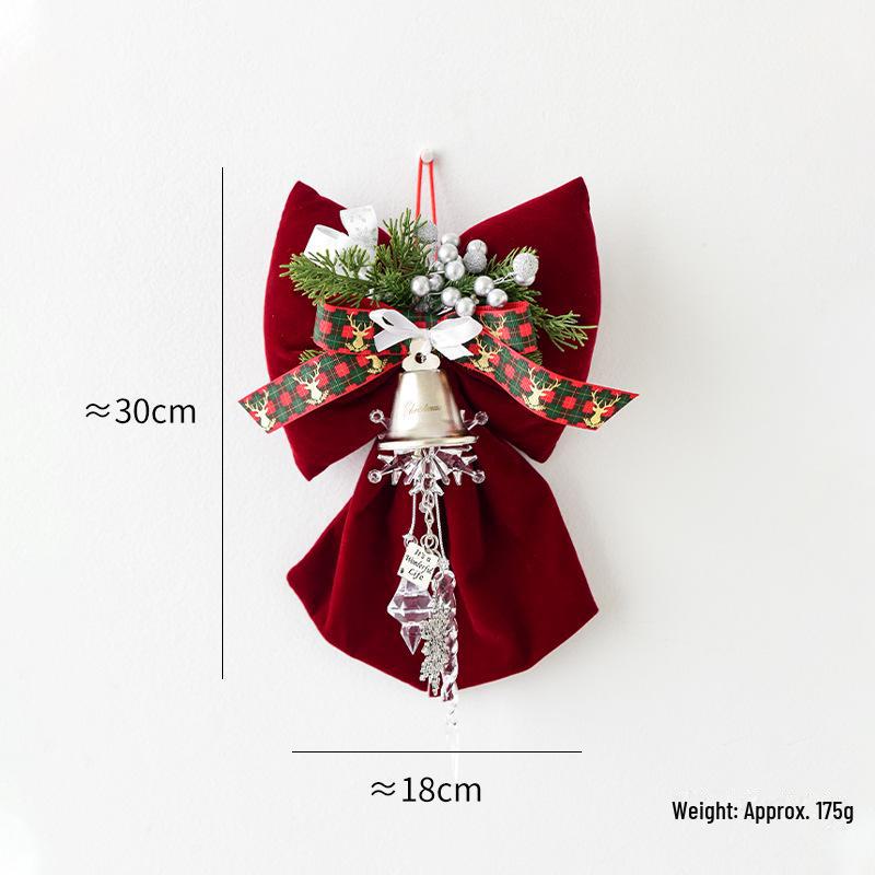 Large Red Velvet 3D Christmas Bow Pendant Ornament