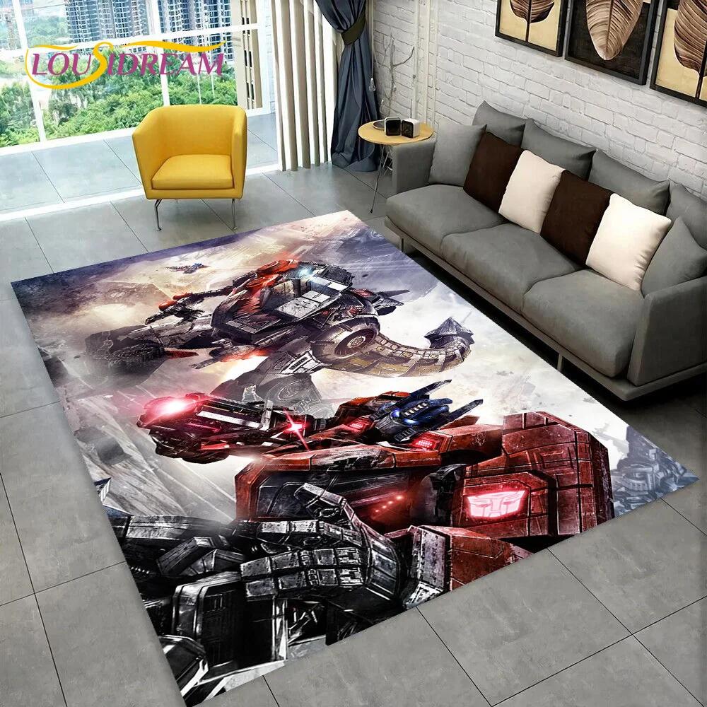 Cartoon T-Transformers  Autobots 3D Rug Carpet for Living Room Bedroom Home Decor,Floor Mat Non-slip for Sofa  Doormat Gift Kids