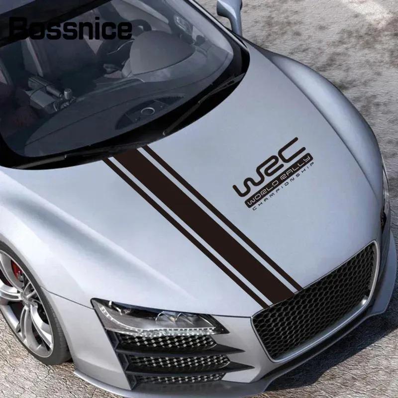 Fashion WRC Stripe Car Covers Vinyl Racing Sports Decal Head Car Sticker Wrap Vinyl Stickers For Car Head Decoration For Ford VW