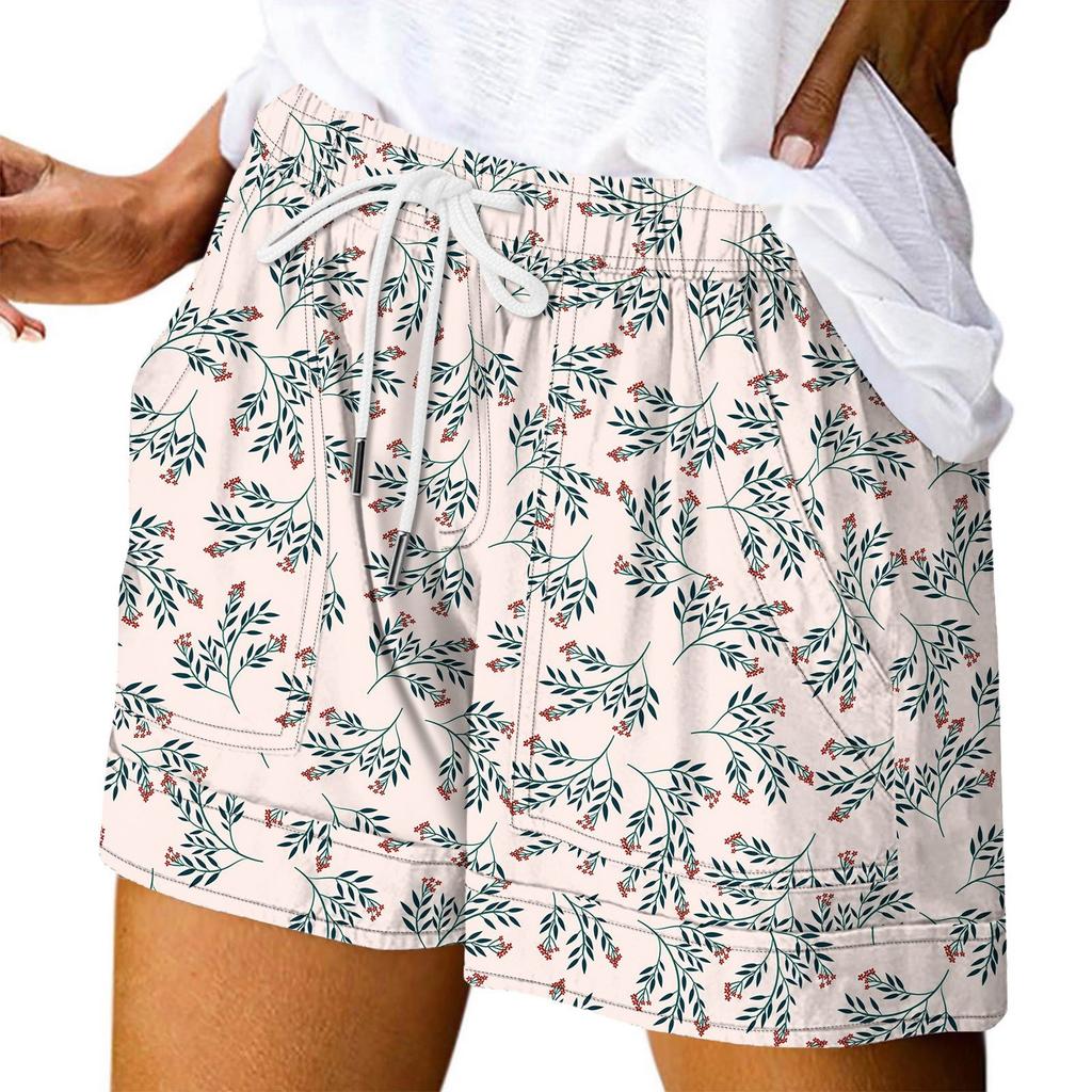 Damen Casual Sommer Elastische Strandshorts Print Casual Shorts