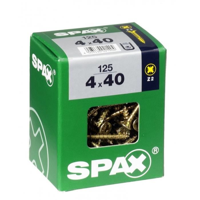 Vis - SPAX - Tête fraisée - Acier - Diam. 4 mm - Long. 40 mm - Lot de 125