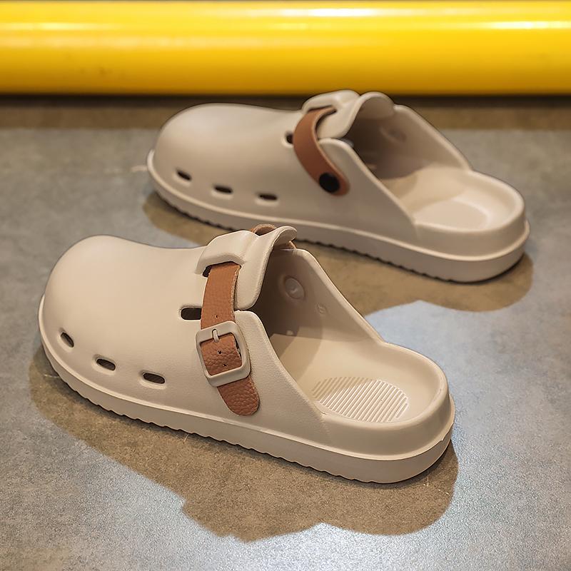 Summer Shoes for Men Lightweight EVA Sandals Solid Color Slippers for Men Anti-skid Soft Garden Clogs with Buckle Strap