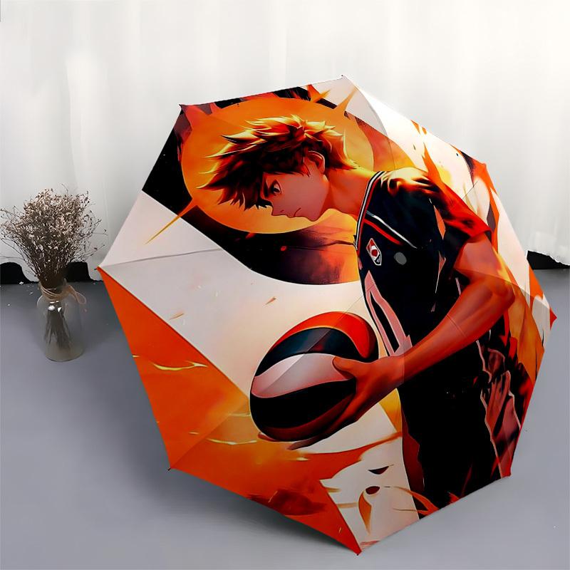 1pc Haikyuu!! Volleyball Ball Umbrella, Automatic Opening & Closing, Portable 3-Fold Design, 8-Rib Iron Frame, Outdoor Umbrella, Ideal Gift for Fans,
