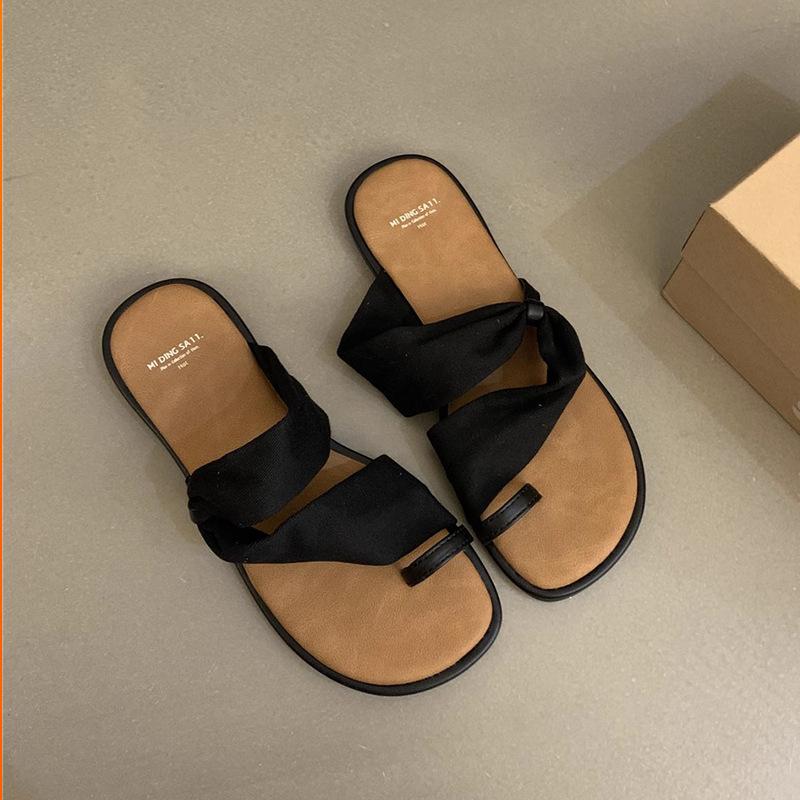 

Сяосянфэн женские шлепанцы женская летняя обувь новая корейская версия французские сказочные сандалии на плоской подошве для путешествий приморские пляжные туфли 35