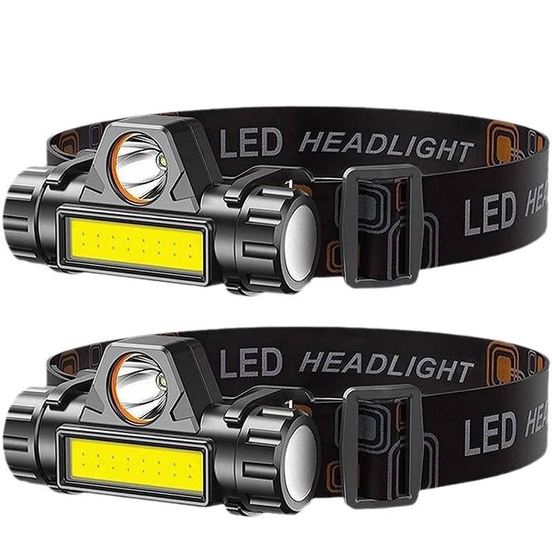 USB Rechargeable Magnetic Headlamp with High/Low Beam for Camping, Hiking, Night Fishing