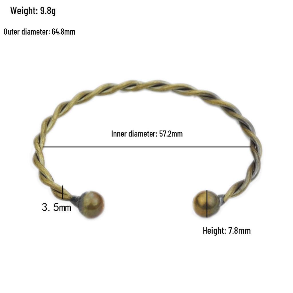 European Fine Braid Brass Open Bangle: Niche Design, Stylish Lines, Cool Bracelet.