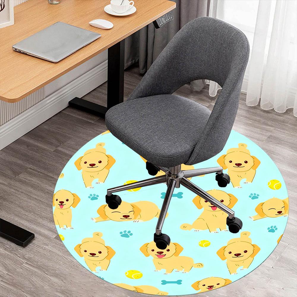 1PC Puppy Tennis Ball Round Chair mat Area Rug - Non-Slip, Floor Mat for Office, Bedroom, and Indoor Decor -Gift D1127183