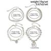 4-piece/set Fashion Imitation Pearl Metal Heart-shaped Pendant Bracelet for Women's Creative Silver Cubic Chain Jewelry