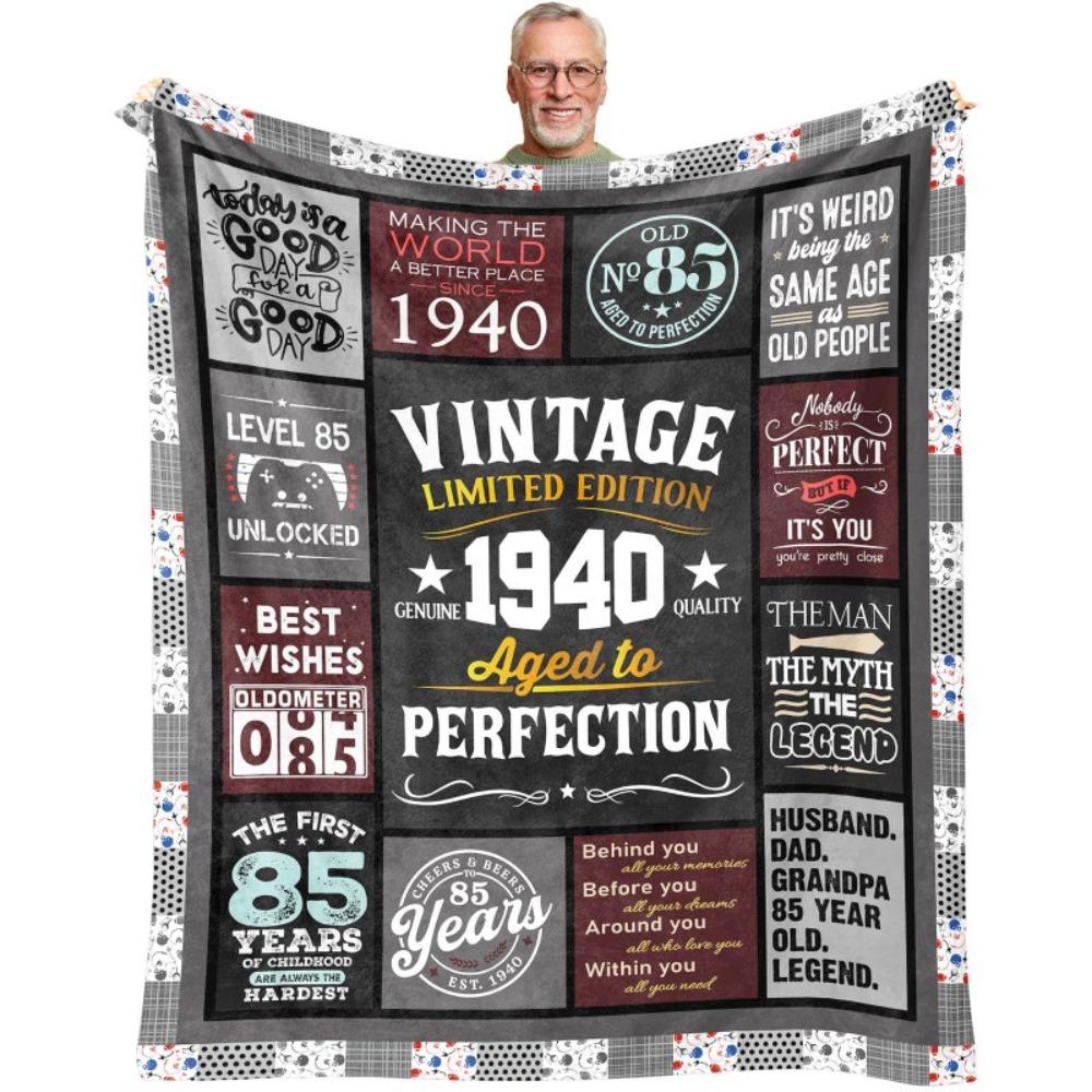 80. Geburtstag Geschenkdecke Druck Weiche und Bequeme Flanelldecke für Sofa Bett Wohnzimmer