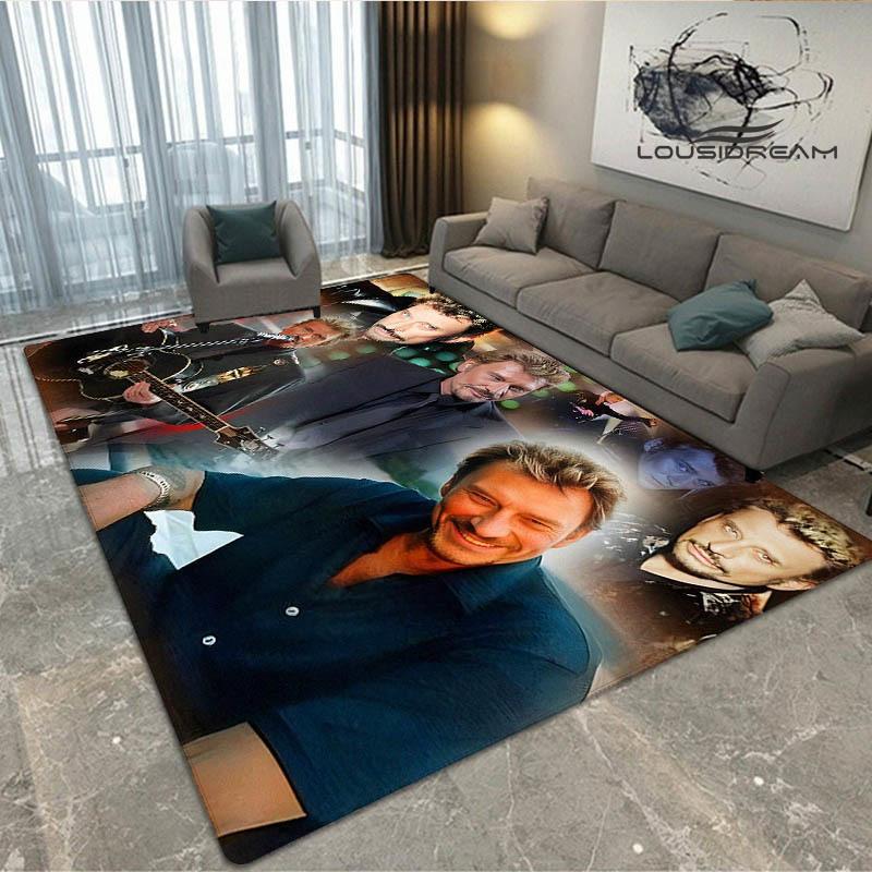 Johnny Hallyday bedruckter Teppich Rutschfester Teppich Außen Teppiche Läufer Heimdekoration Yogamatte Teppich für Schlafzimmer Geburtstagsgeschenk