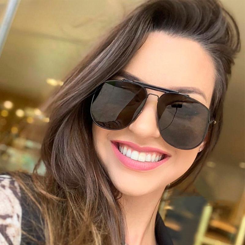 Lunettes de soleil rétro surdimensionnées en métal pour femmes, lunettes de soleil pilote rouge pêche, lunettes de créateur tendance UV400 2023, nouveauté