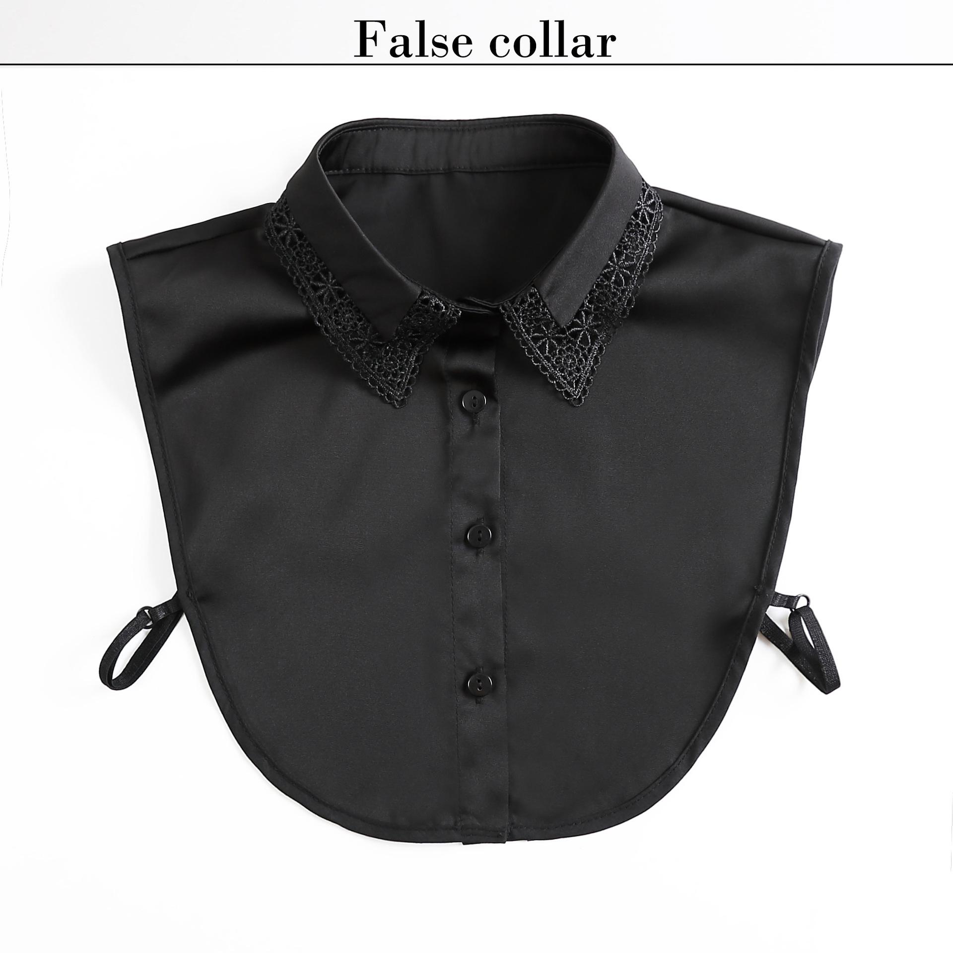 

European And American Lace False Collar Ladies Base Shirt Lace Trim Cutout False Collar чорний