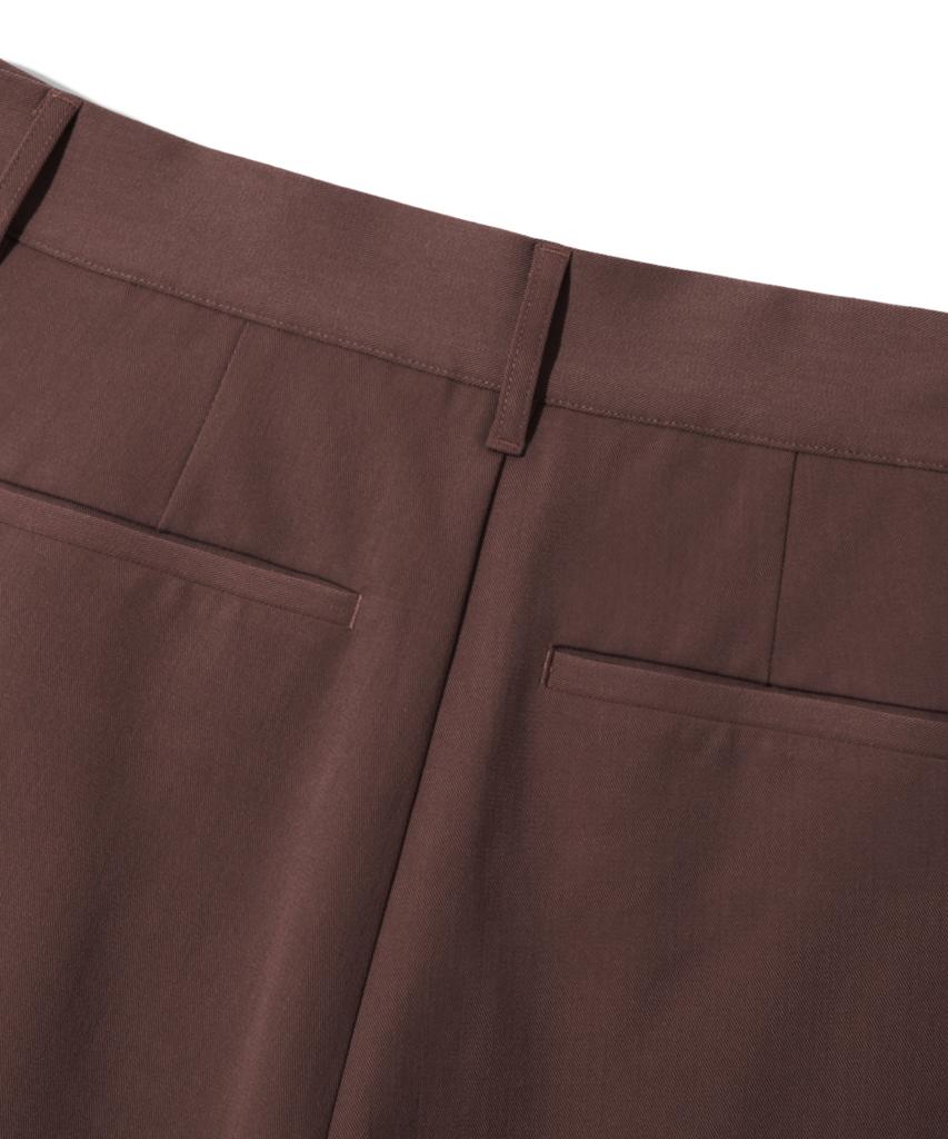 TRILLION Double Inverted Tuck Wide Pants [Brown]