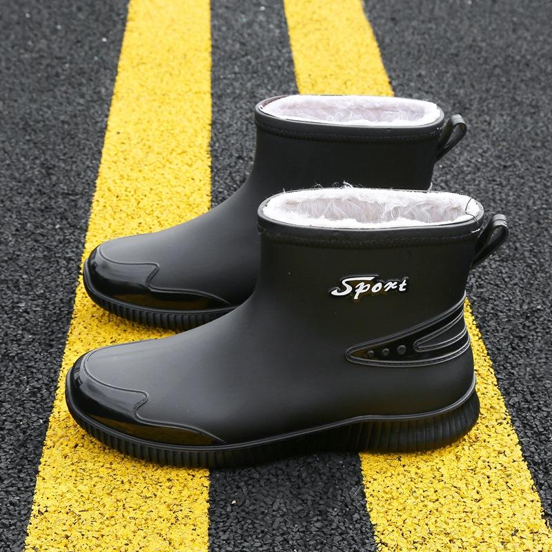 Mode Herren Regenschuhe kurzer Schaft neue wasserdichte Schuhe Regenstiefel rutschfest Bündel Arbeit Angeln Gummischuhe Samt Mode