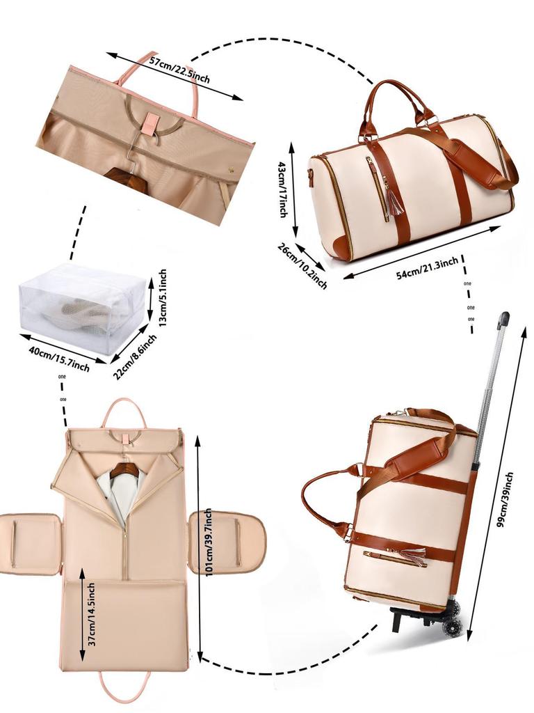 Multifunctional Travel Handbag: Large Folding Overnight & Trolley Suit Bag for Women