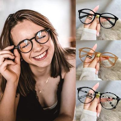 Men Women Retro Round Anti Blue Light Computer Glasses Reading and Playing Games Anti Eyestrain TV Glasses
