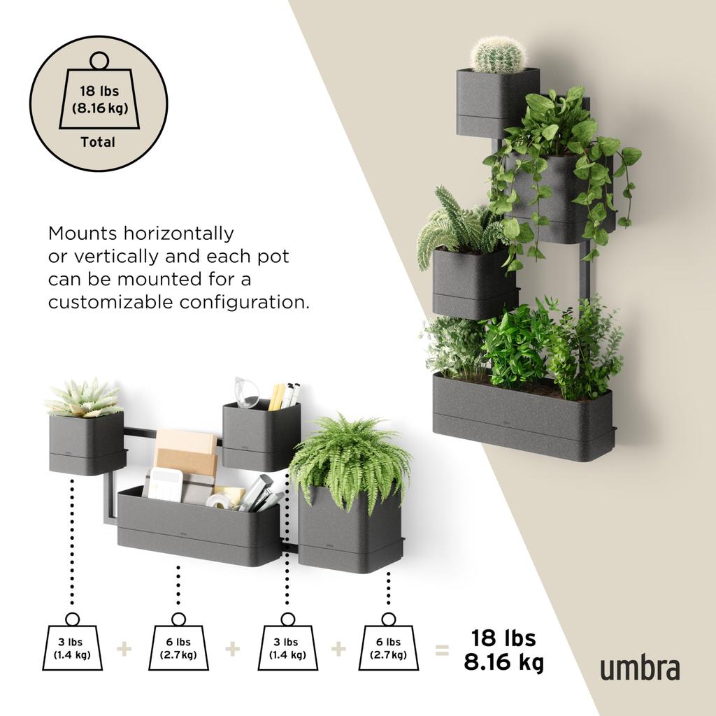 Umbra Cubico Wall Black [Official] Planter,