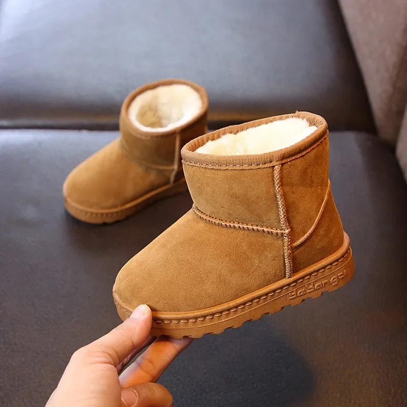 

Toddler Casual Shoes for Girls Winter Plush Wam Snow Boots Flat Bottom Baby Boys Ankle Boots Children Botas Infantil 23 коричневый