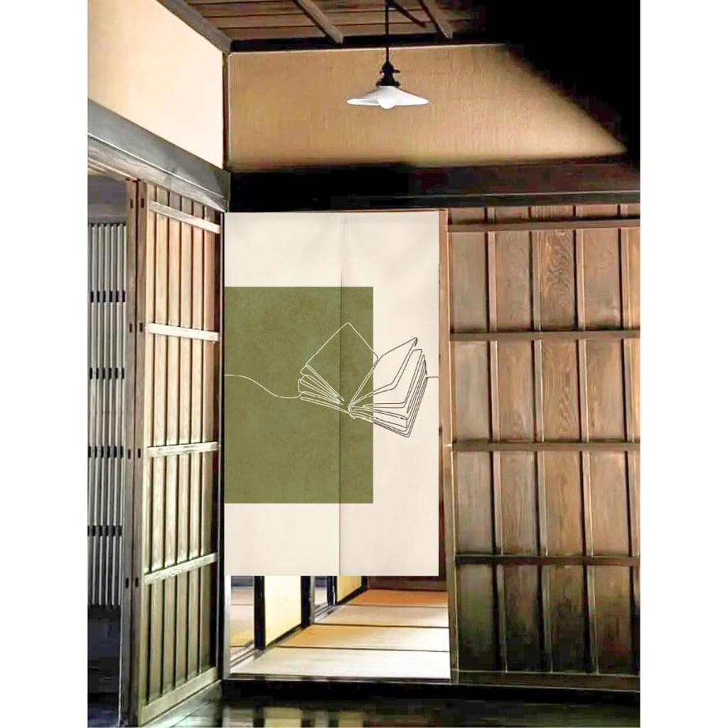 Thick Noren Curtain with Tension 150cm Privacy Room Abstract Modern Easy Doorway Heat Blocking Rod, Long, Screen, Divider, Design, Installation,