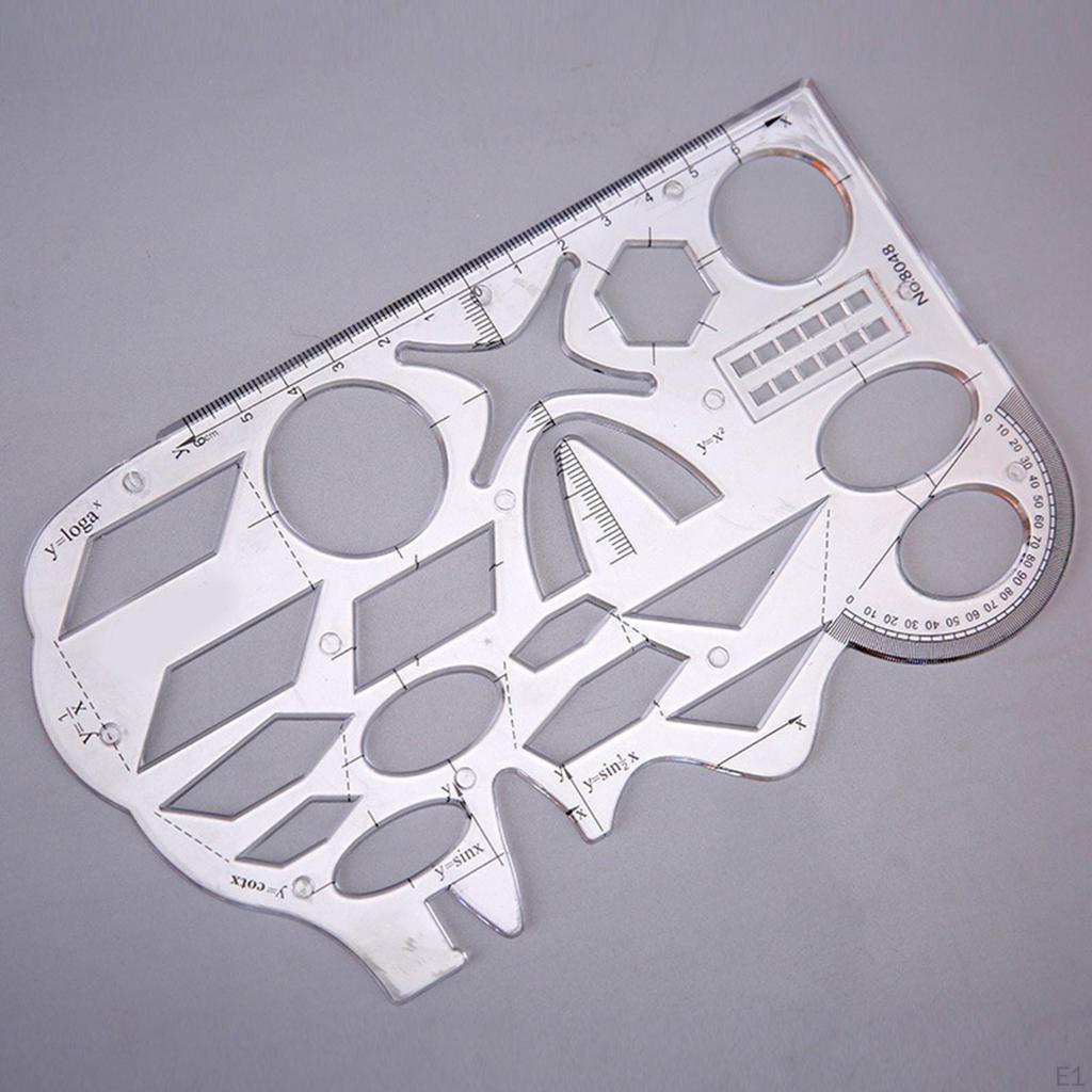 Multi-Function Drawing Ruler Stencil Geometric Plastic Template Rotary Mathematics for Drafting