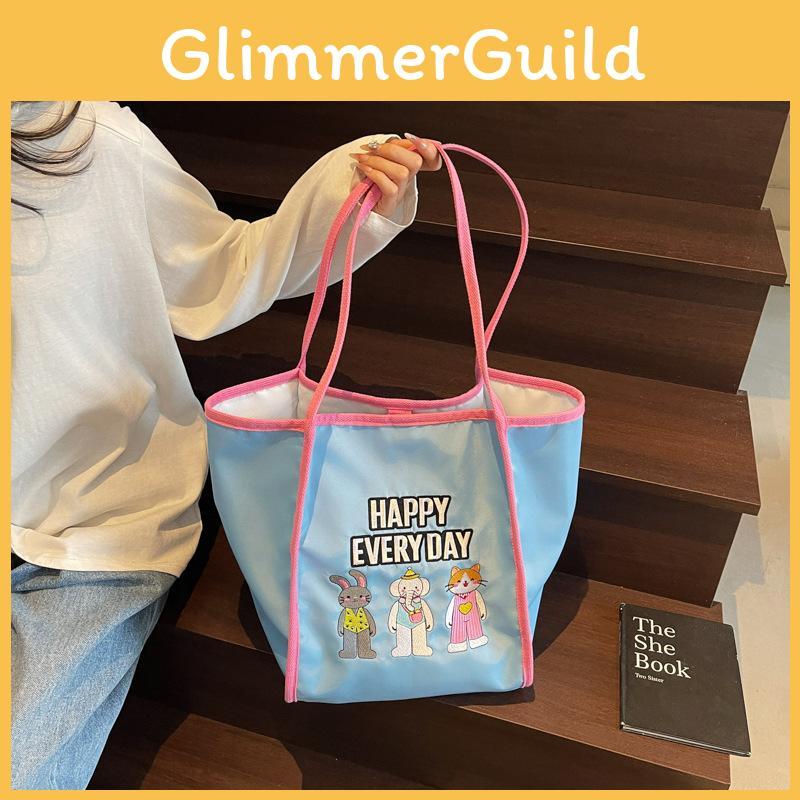 Every Day Happy Letter Large Embroidery Tote Bag Shopping Bag For Use Daily